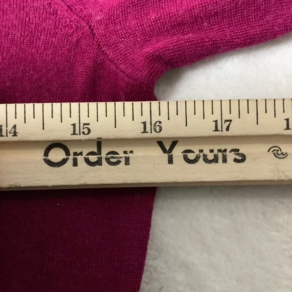 Talbots Merino Wool Sweater Women Small Long Sleeve Button Accent Magenta Red - Picture 3 of 8